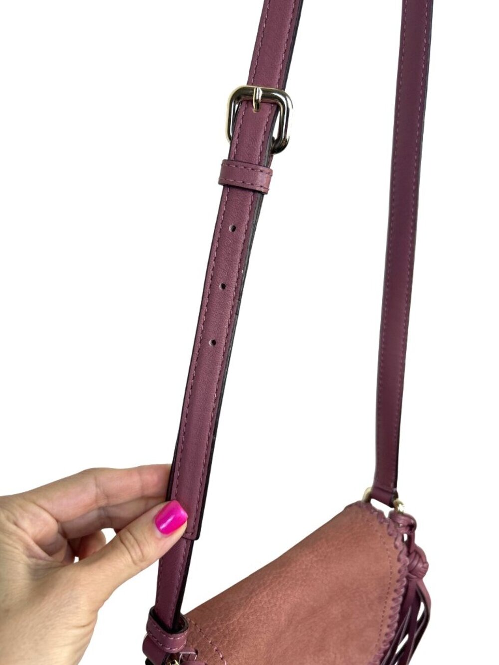 Kate Spade New York Adalise Somerton Crossbody Bag Pink Suede Leather Coquette - Picture 7 of 16